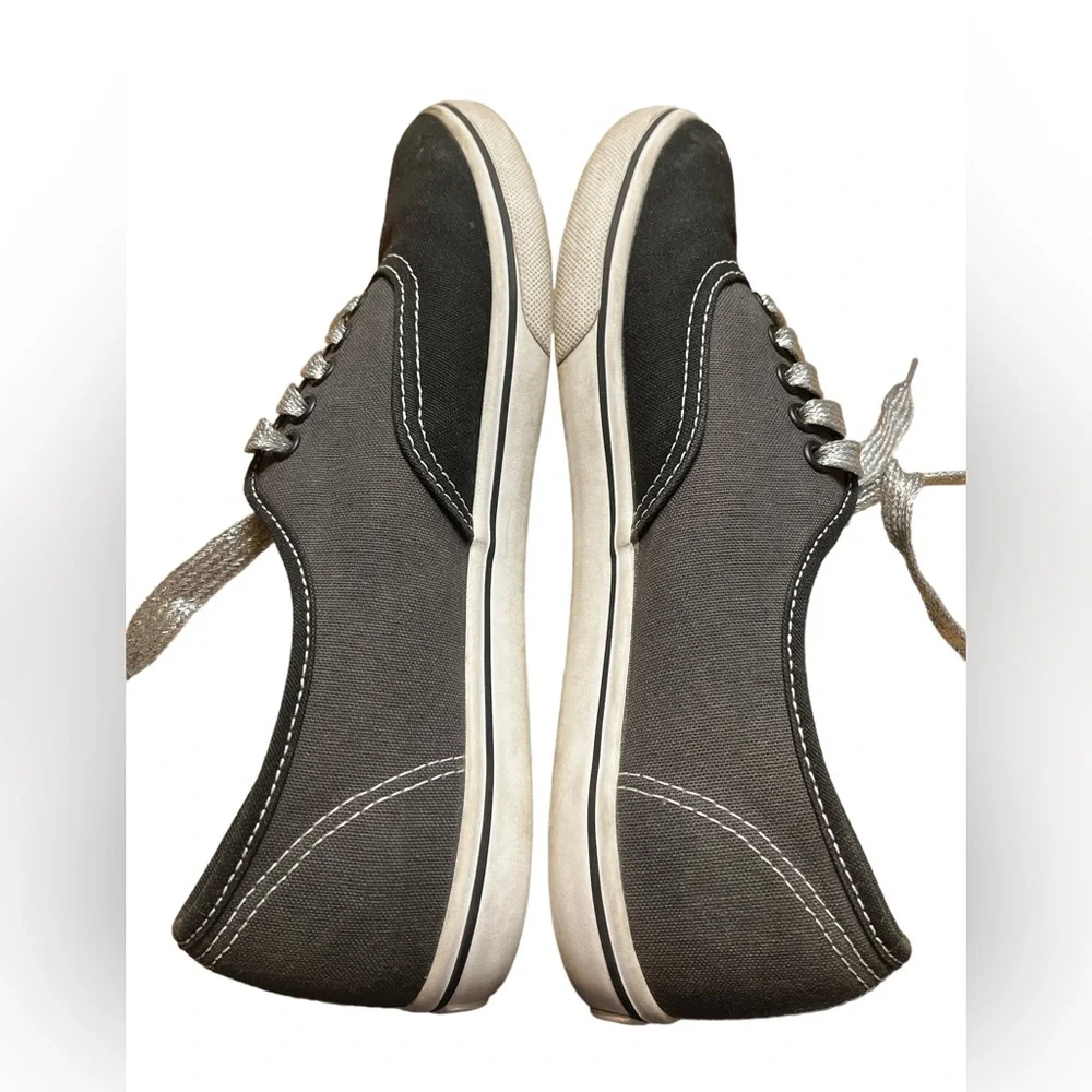 Vans Canvas Low Top Black/Gray Lace Up Sneakers